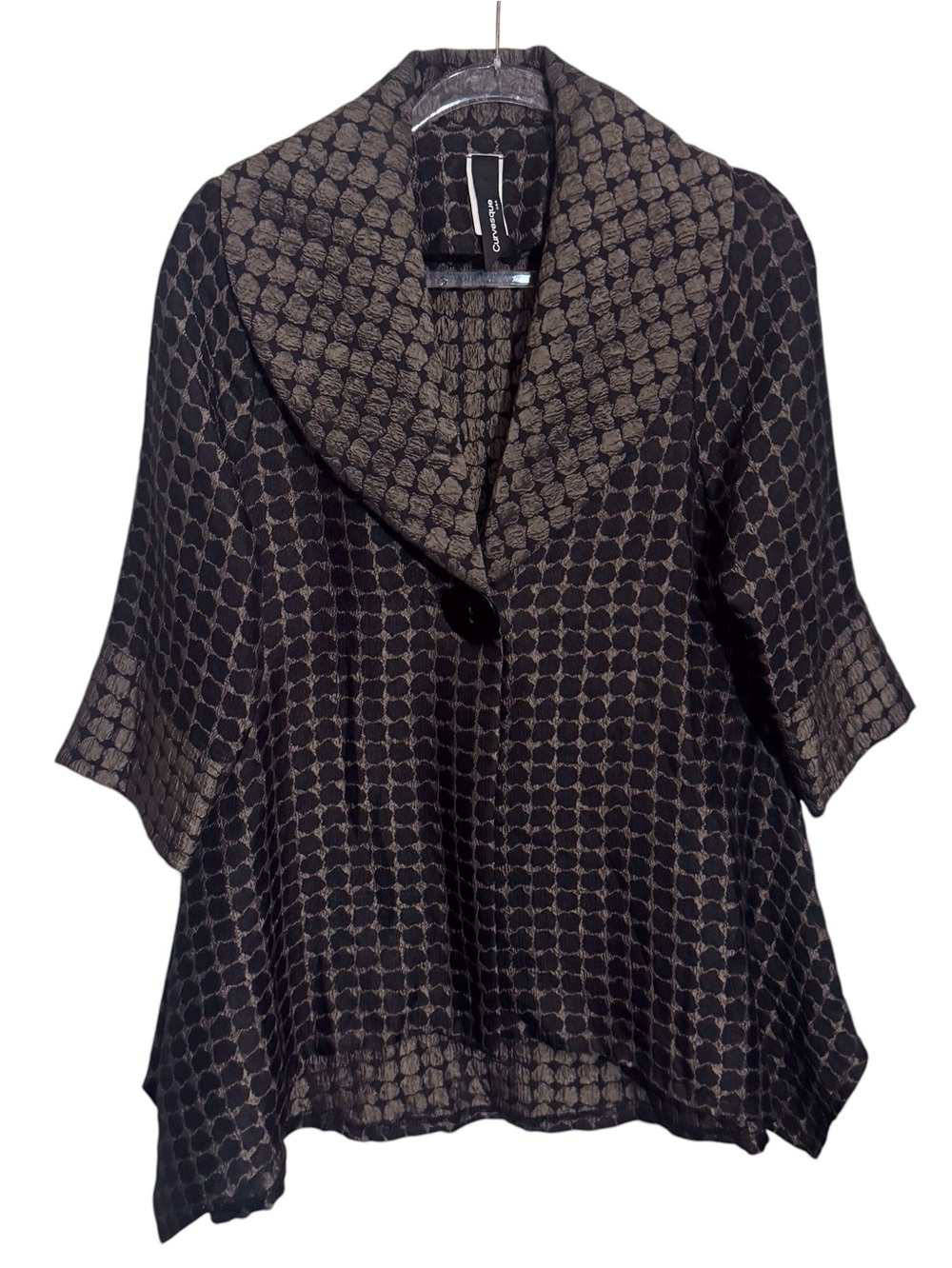 Curvesque USA Medium Polka Dot Shawl Collar Jacket Single Button Lagenlook Artsy